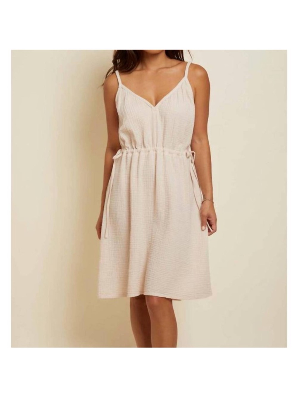 NATION LTD Jenessa Double Gauze‎ Tank Dress in Frothy Size S Drawstring Waist